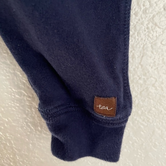 Tea Collection Evan Hoodie Romper 0-3 months Blue Grey - Picture 6 of 9